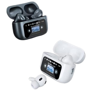 A9 Pro Airpods with touch screen | HD screen airpods |ANC and TWC wireless airpods | Black and White