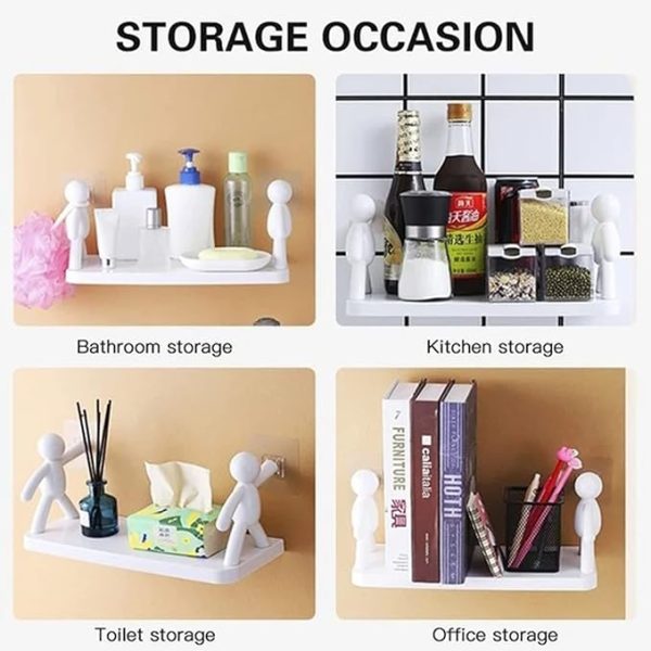 Creative human shaped shelves | Self adhesive wall mounted shelf | Storage rack for bathroom,kitchen,room