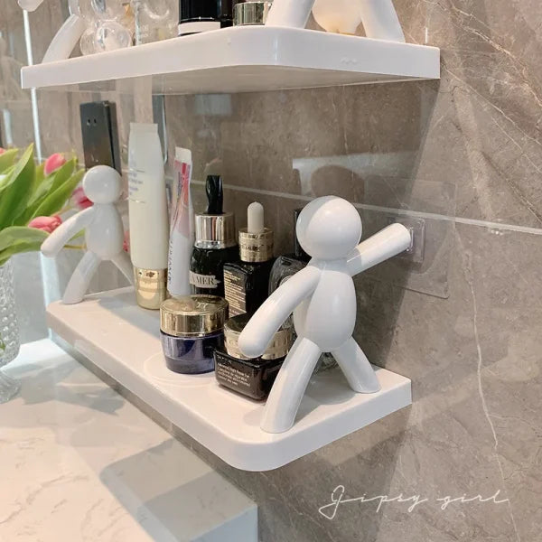 Creative human shaped shelves | Self adhesive wall mounted shelf | Storage rack for bathroom,kitchen,room